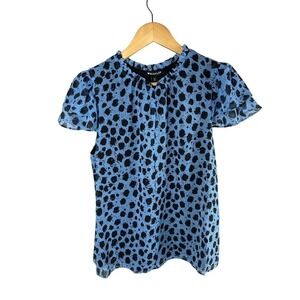 Whistles Brushed Dalmatian Blouse Size US 8 Blue Multicolor